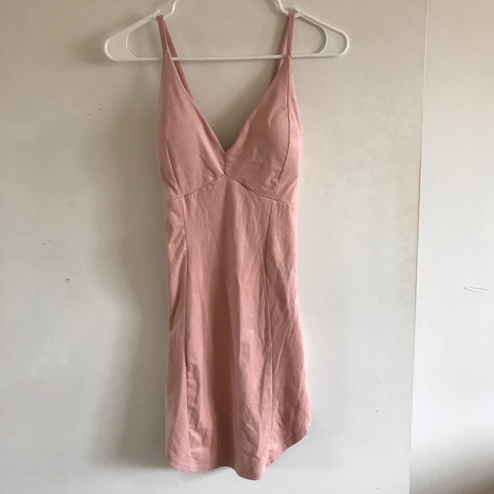 Nude/Light Pink Suede Bodycon Dress